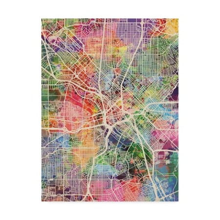 Michael Tompsett 'Dallas Texas City Map' Canvas Art,18x24